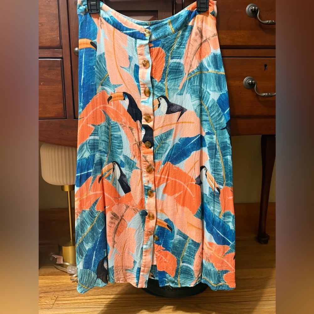 FARM Rio Tropical Print Button-Down Skirt